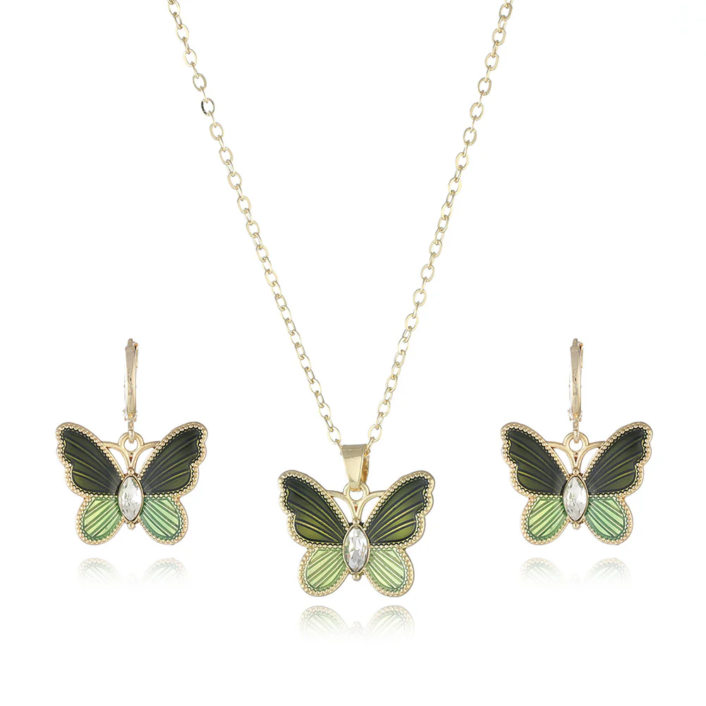 Butterfly Necklace Earrings  Jewelry Set - Image 3