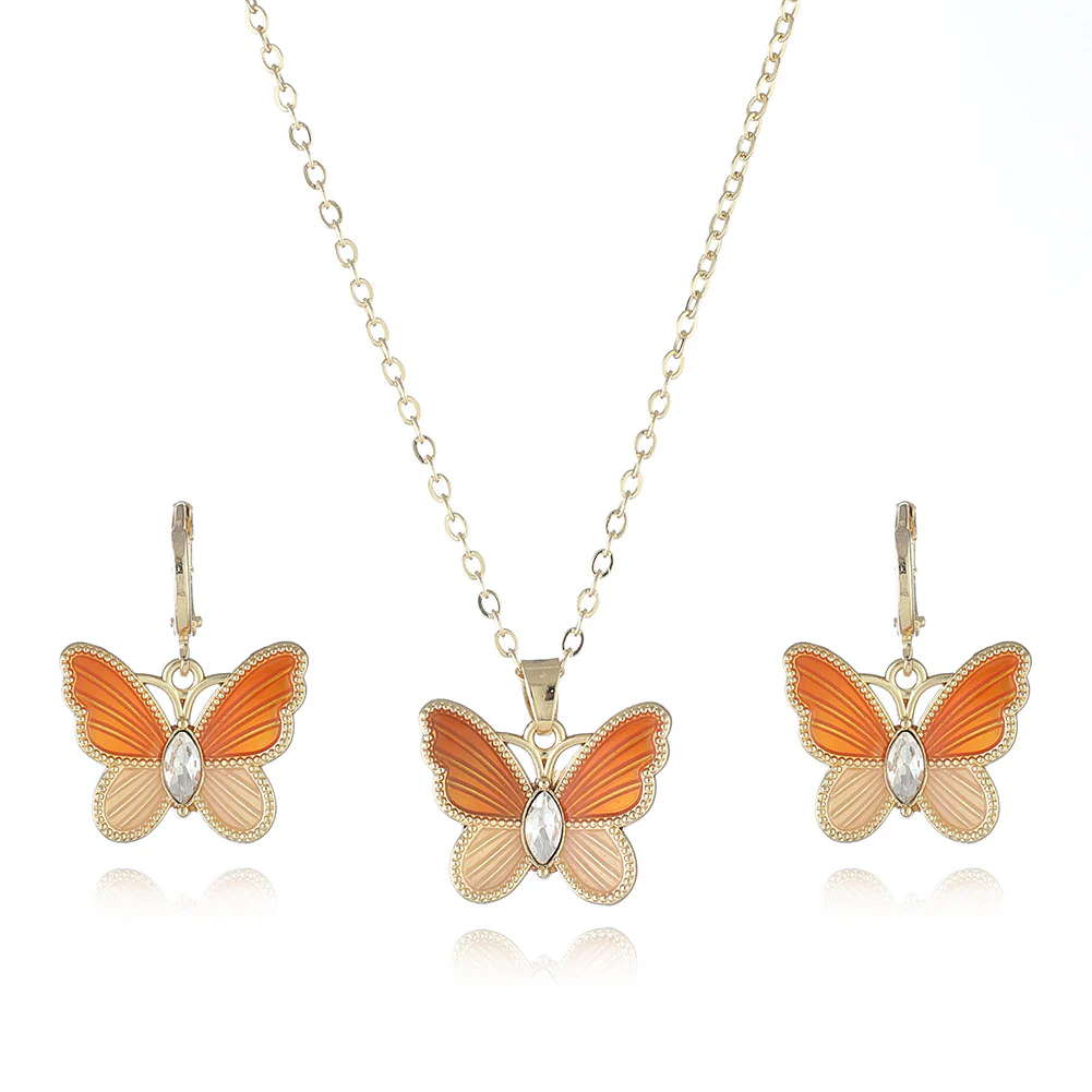 Butterfly Necklace Earrings  Jewelry Set - Image 4