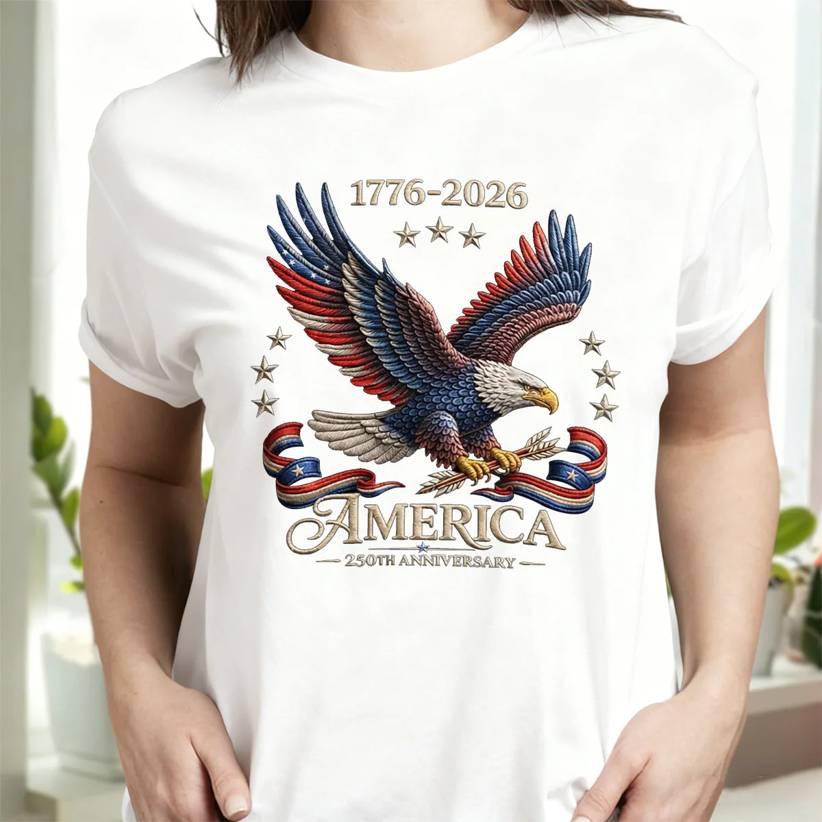 250th Anniversary America Patriotic T-Shirt, Bald Eagle American Flag Tee - Image 5