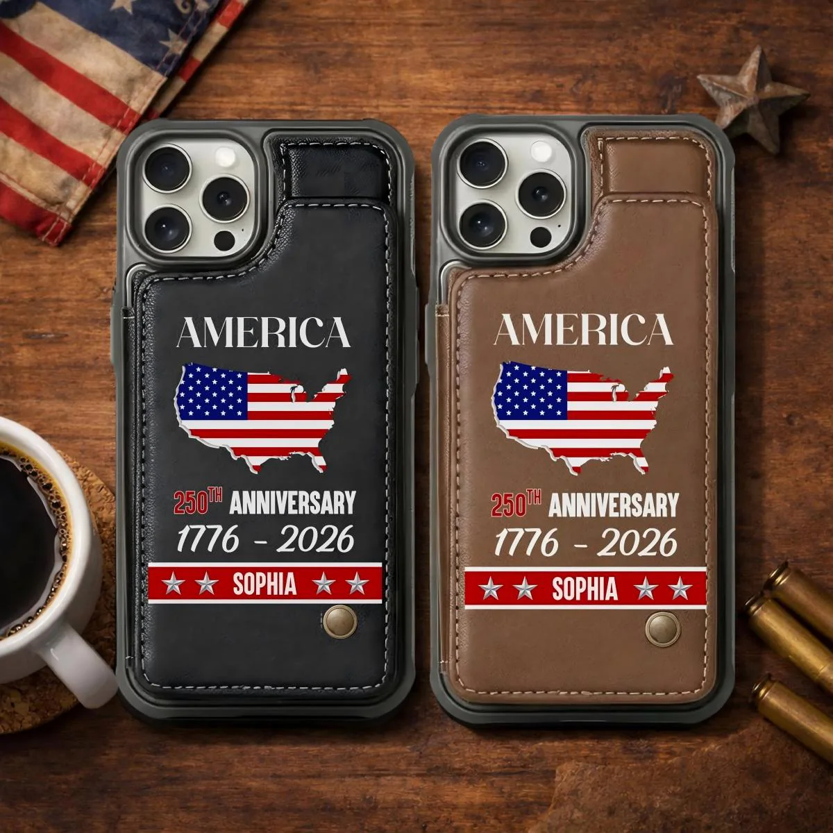 250th Anniversary Personalized Wallet Phone Case, Independence Day Gift - Image 2