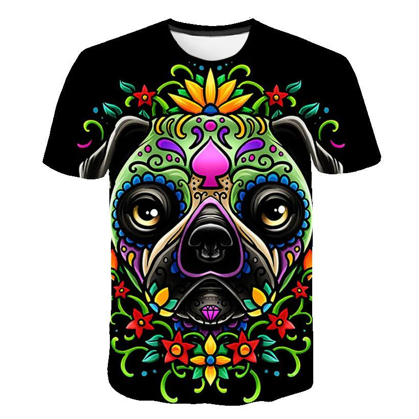 3D Color Dog Print T-shirt - Image 3
