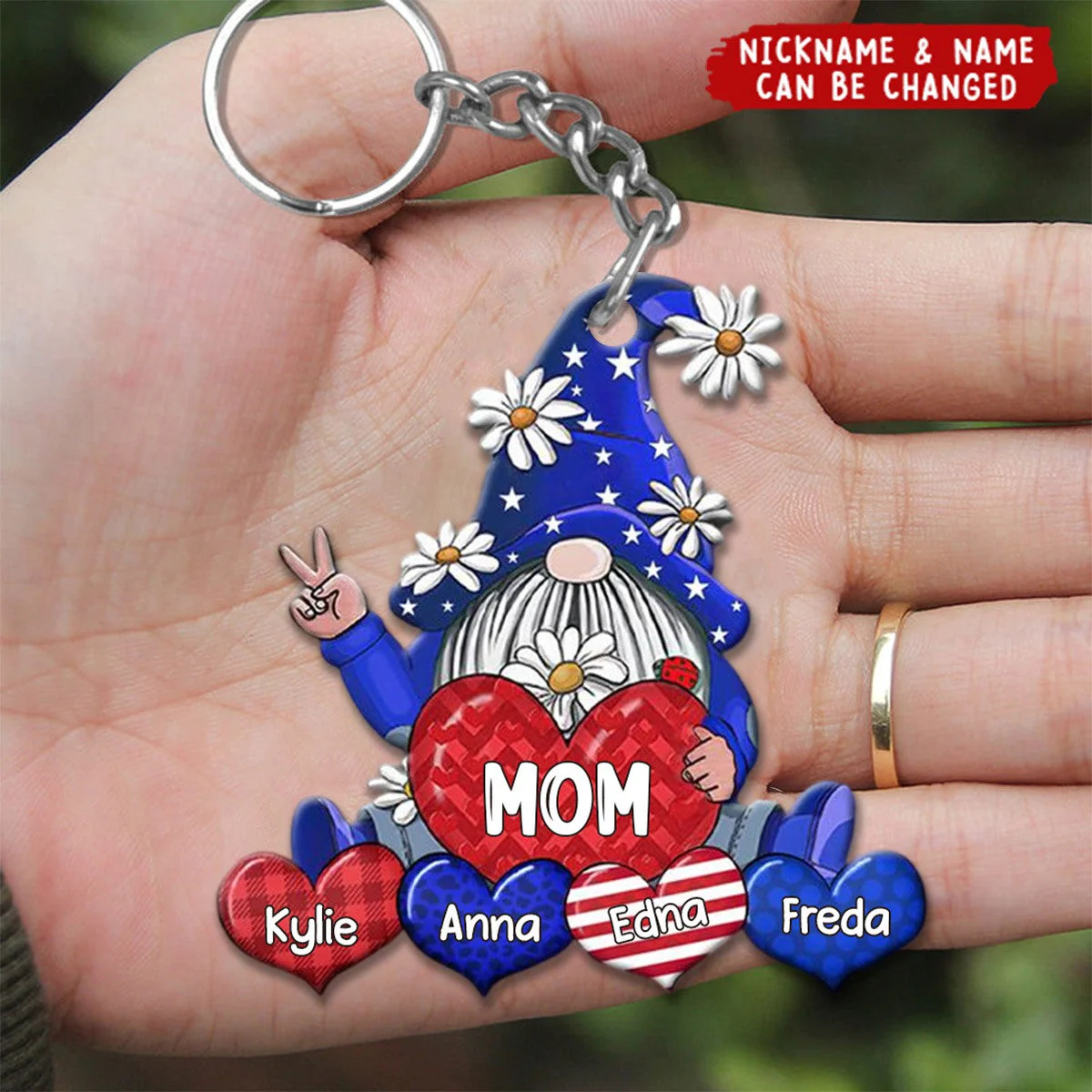 4th Of July Grandma- Mom Happy Independence Day Personalized Keychain - Image 3