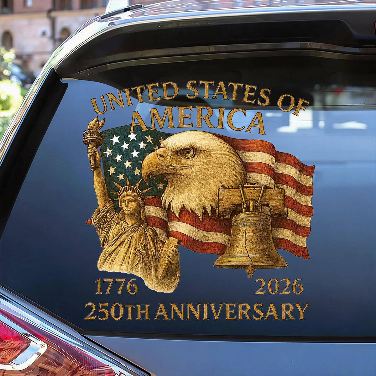 America 250th Anniversary Patriot Eagle With Statue Of Liberty Car Decal Sticker - Image 2