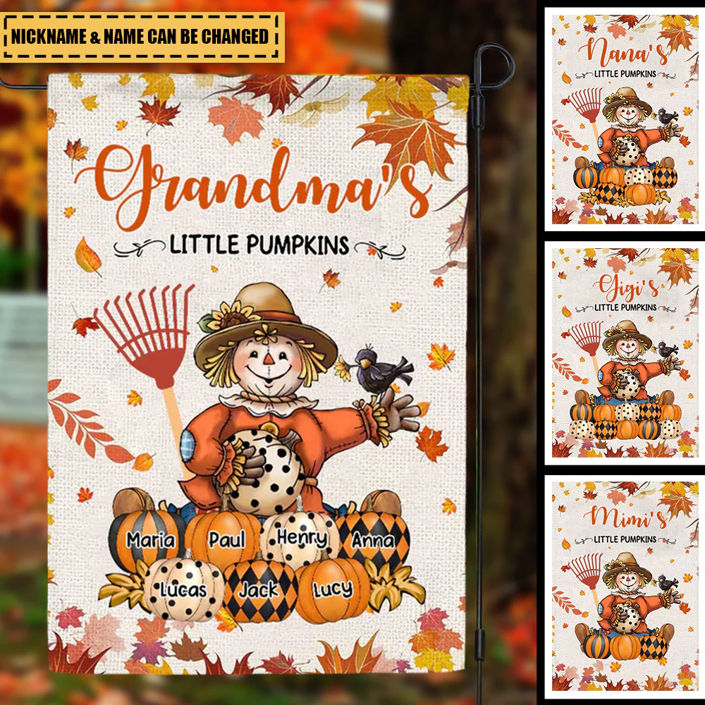 Autumn Scarecrow Grandma/Mama Flag - Personalized Flag Grandma's Little Pumpkins - Image 3