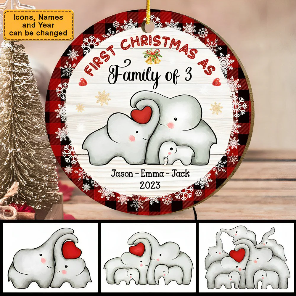 Baby First Christmas Puzzle Elephant Circle Personalized Ornament - Image 2