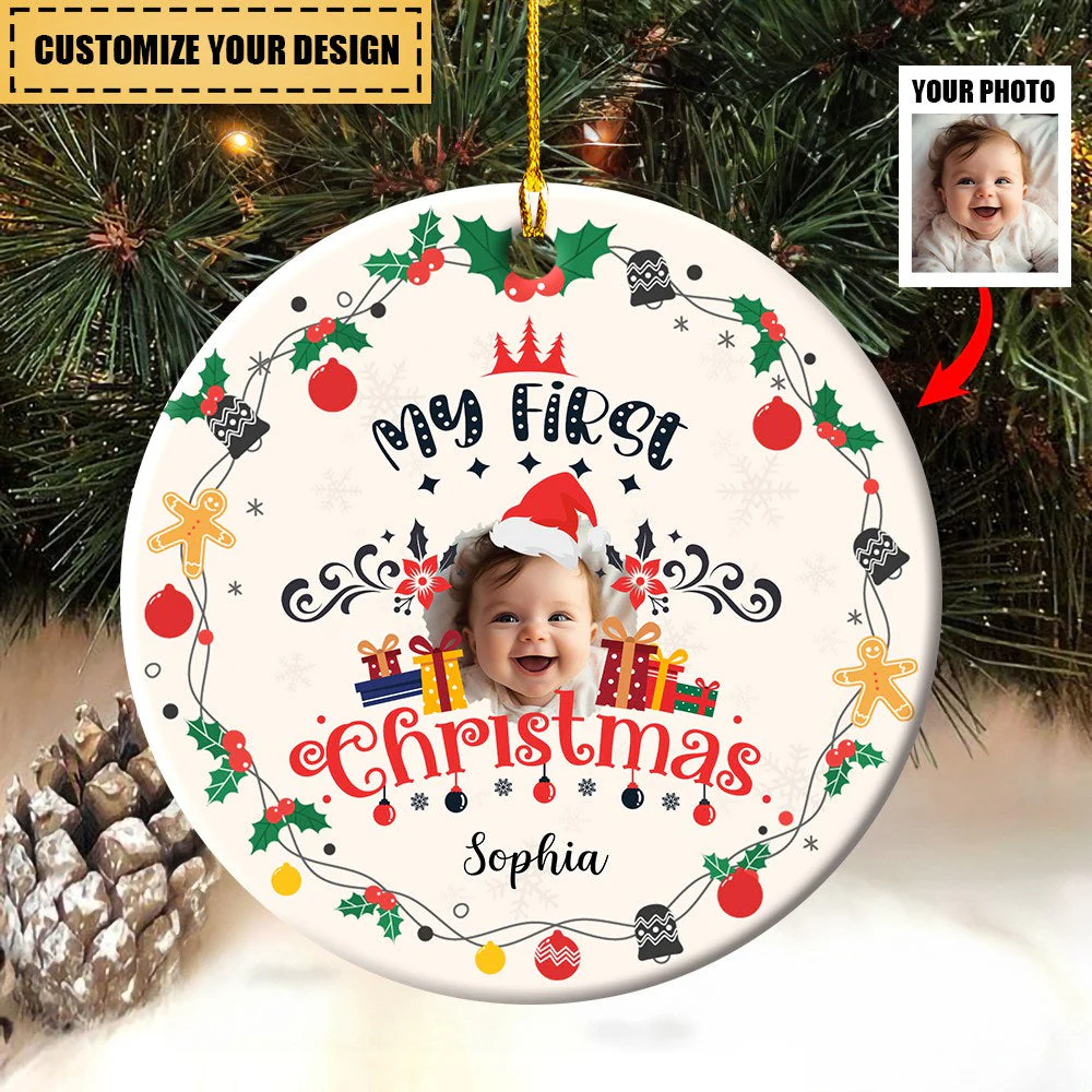 Baby's First Christmas Personalized Photo Ornament - Image 2