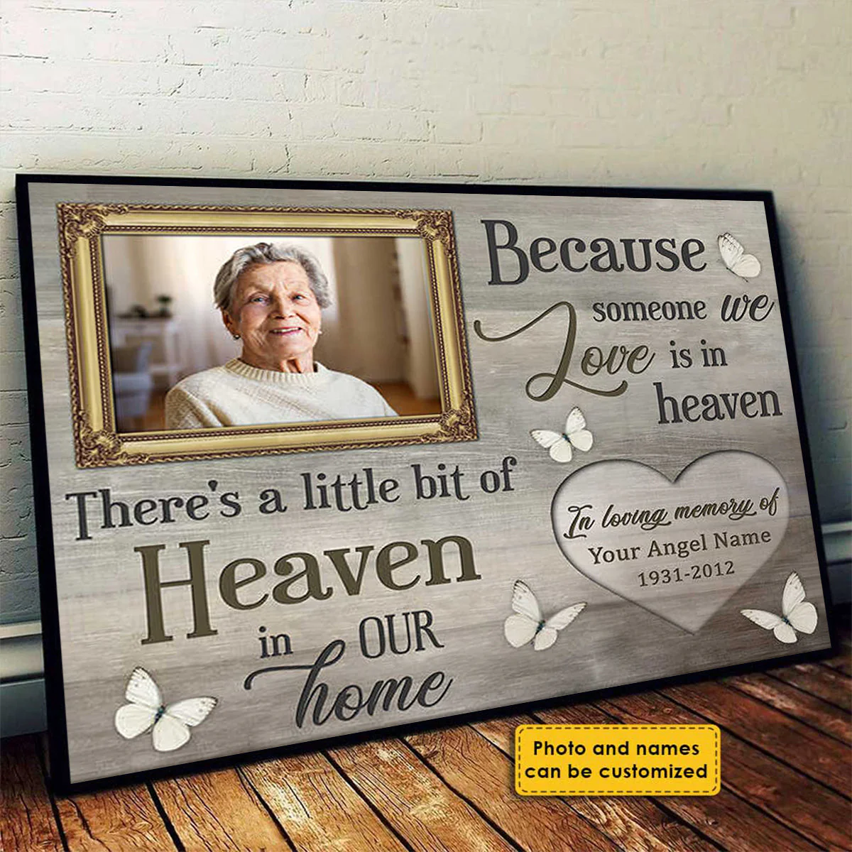 Because someone we love is in heaven - Upload Image - Personalized Horizontal Poster - Image 2
