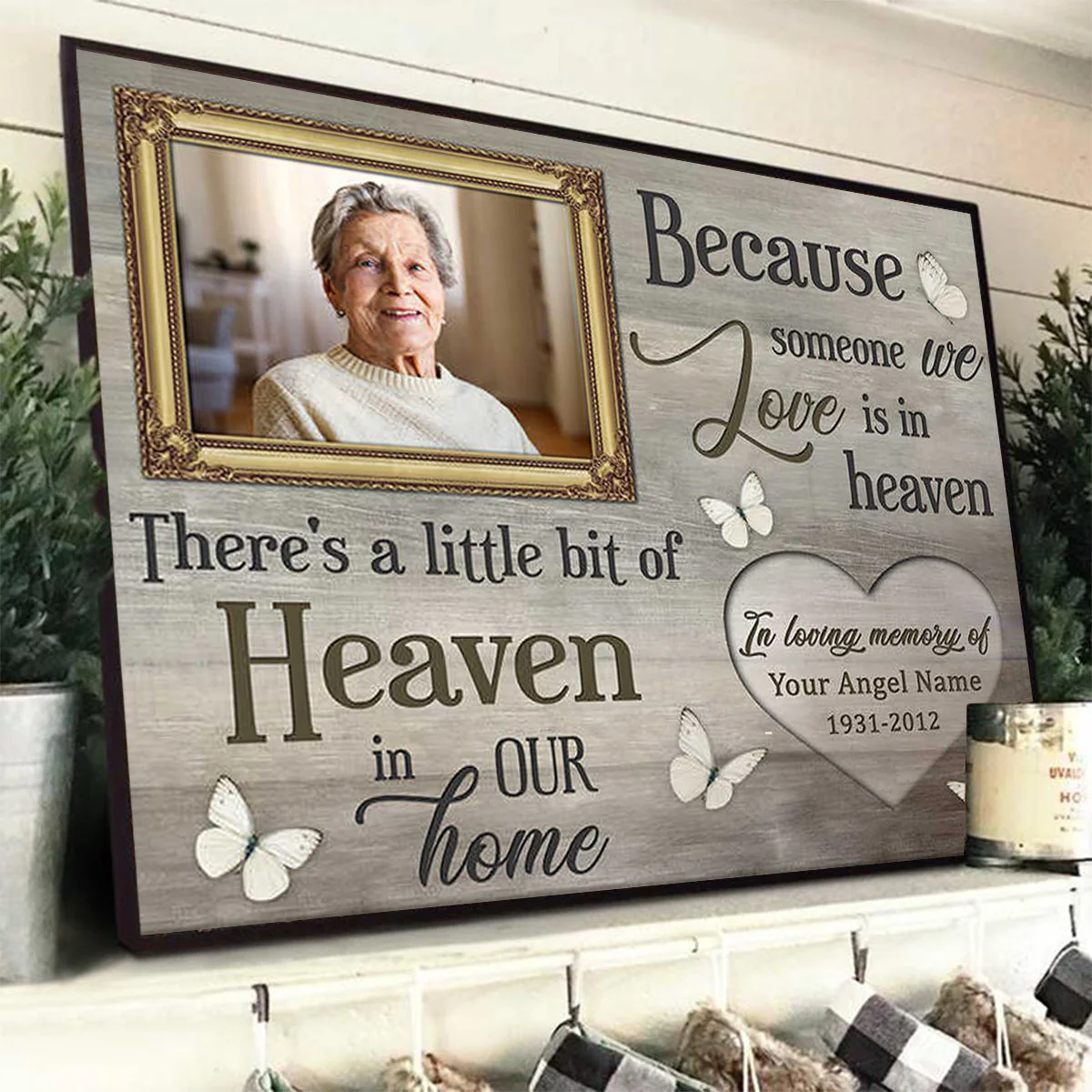 Because someone we love is in heaven - Upload Image - Personalized Horizontal Poster - Image 3