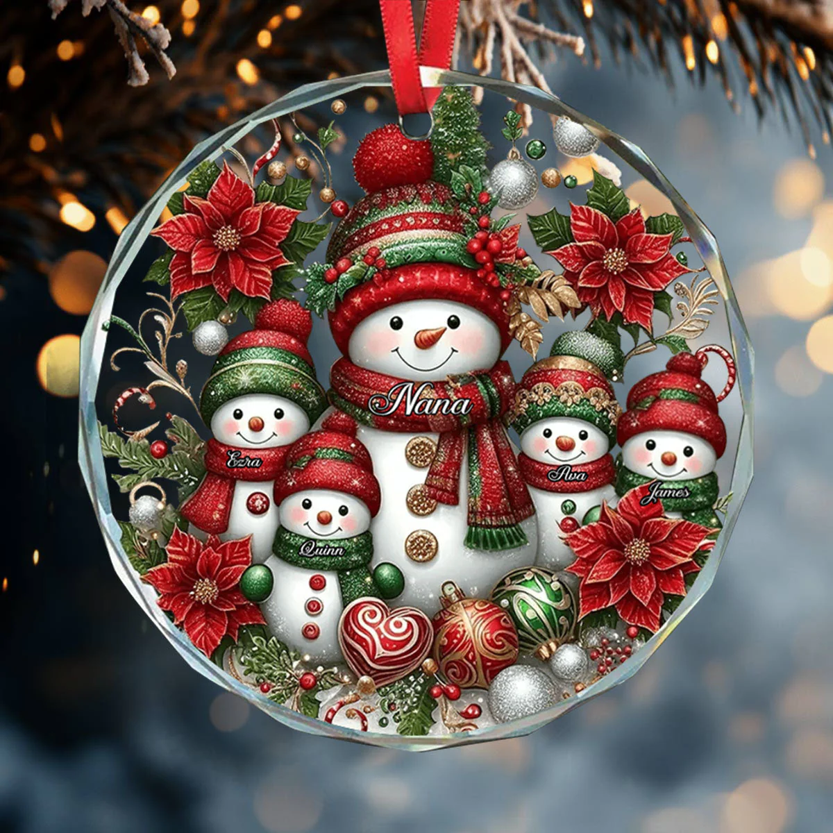 Blessed To Be Called Nana Grandma Gigi - Custom Grandma Glass Ornament - Image 2