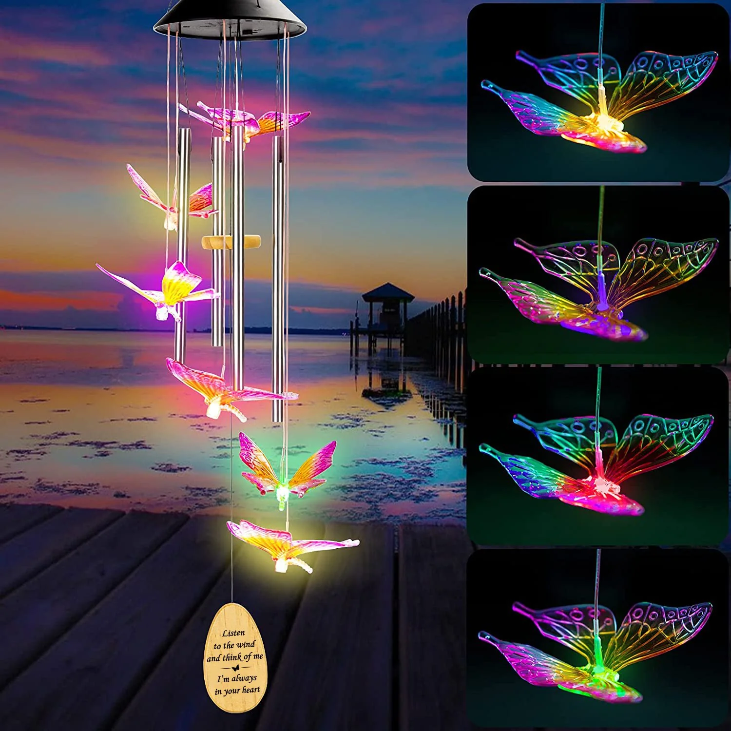 Butterfly Solar Memorial Wind Chimes - Image 2