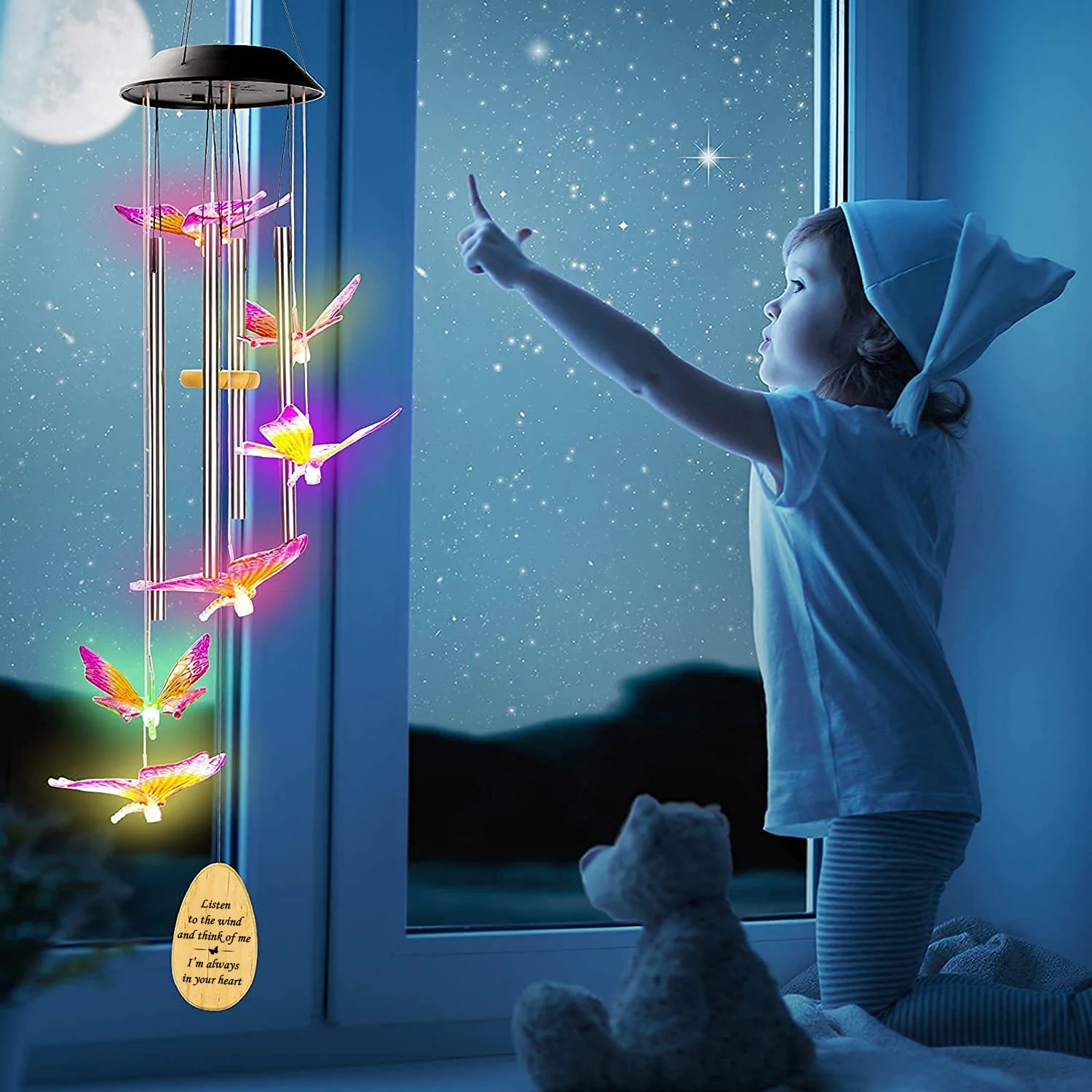 Butterfly Solar Memorial Wind Chimes - Image 3