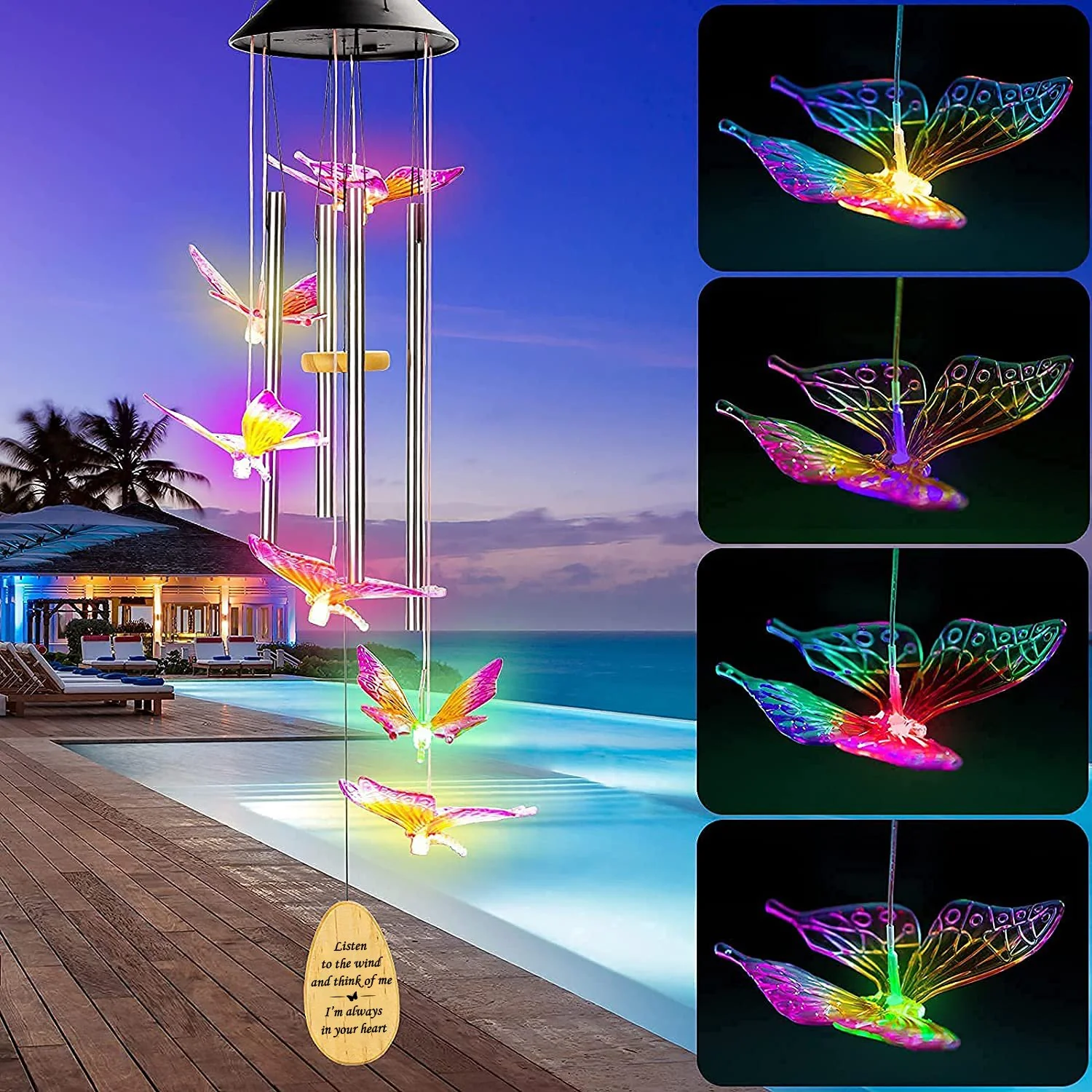 Butterfly Solar Memorial Wind Chimes - Image 5