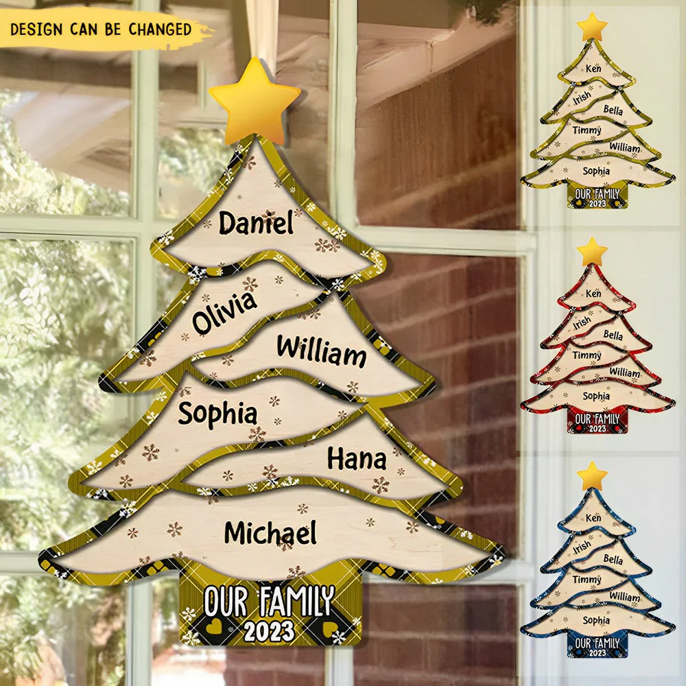 Christmas Our Family Pine Tree 2023 Personalized Door Sign - Image 3