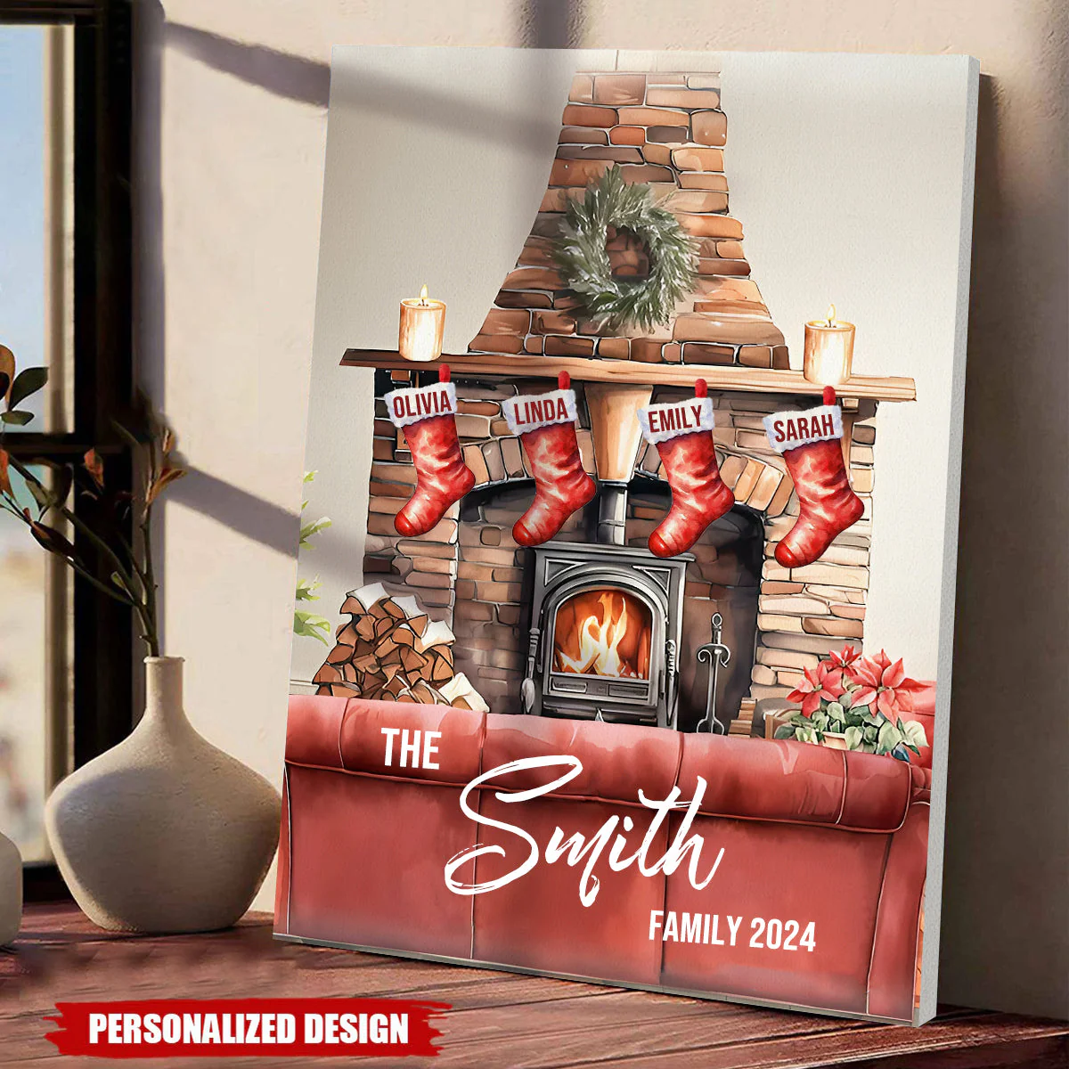 Personalized Family Christmas Stocking Canvas - Image 2
