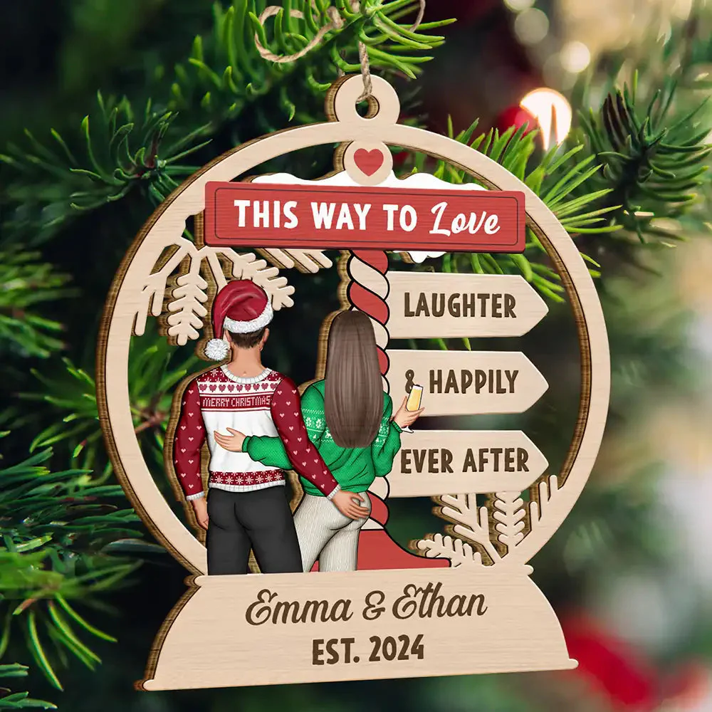 Christmas This Way To Love - Personalized Wooden Cutout Ornament - Image 2
