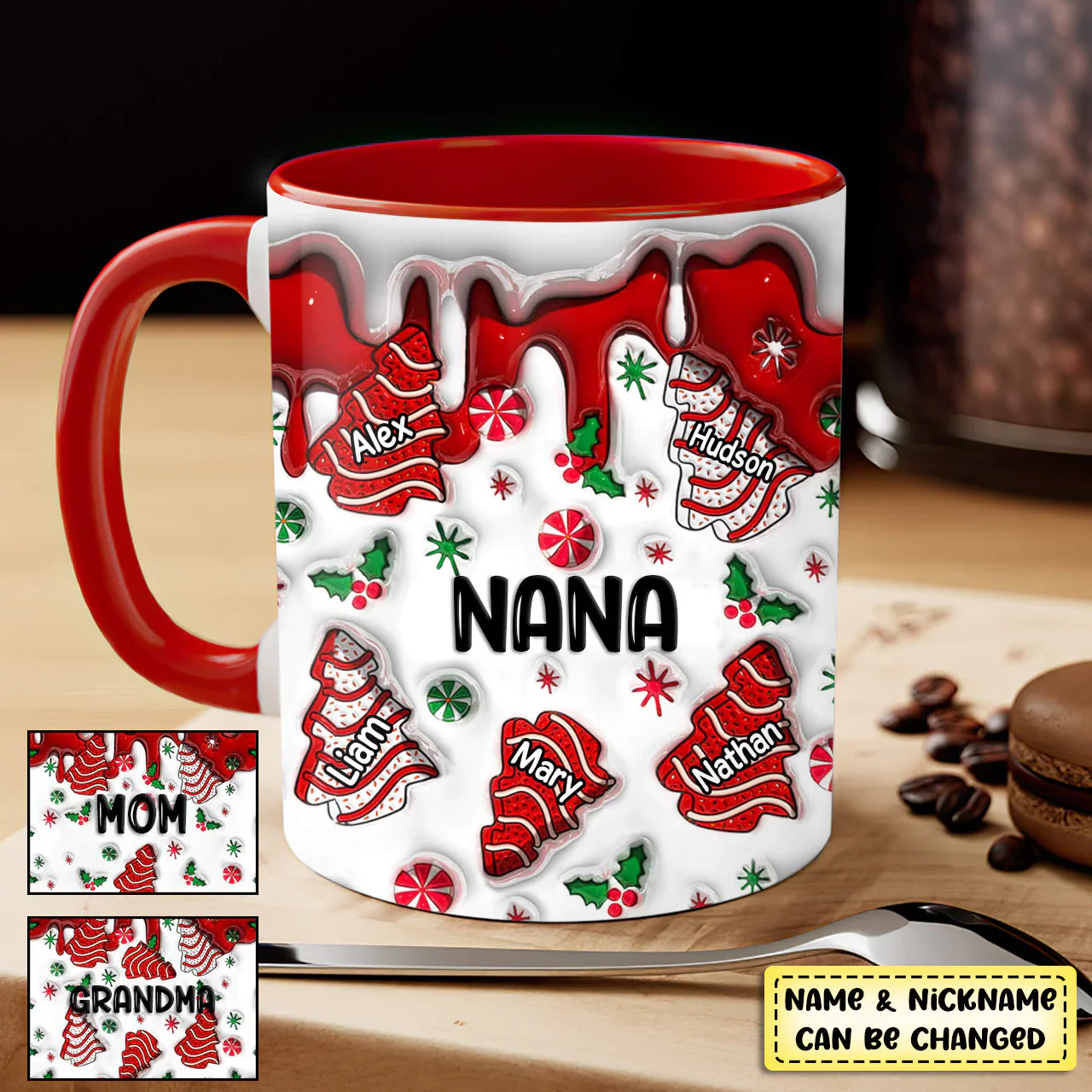 Christmas Tree Cakes Grandma With Xmas Snack Cakes Grandkids Personalized Mug - Image 2