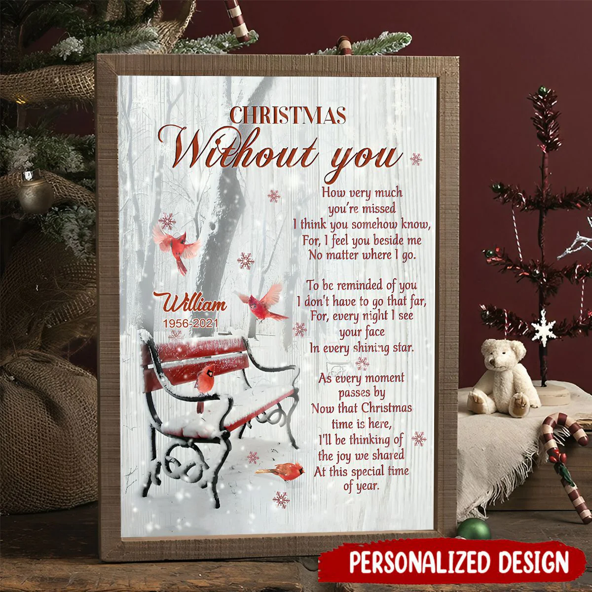 Christmas Without You Cardinal Memorial Personalized Canvas - Image 3