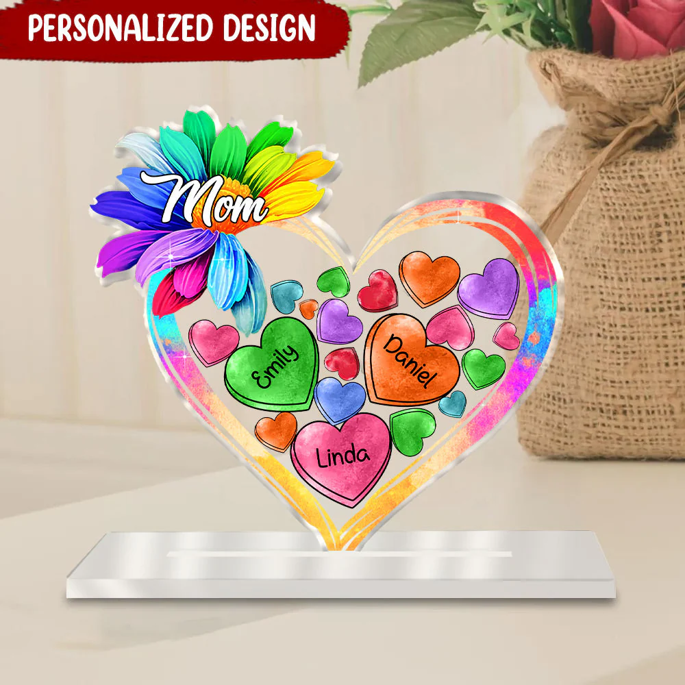 Colorful Sunflower Grandma Mom Kid Personalized Acrylic Plaque