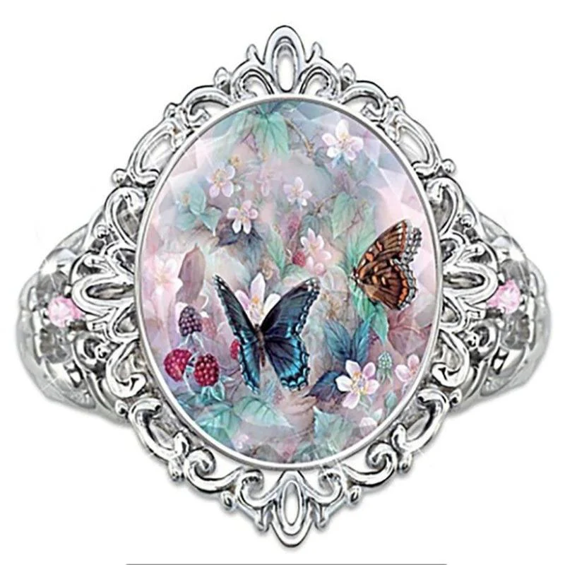 Colorful Zircon Romantic Butterfly Ring - Image 4