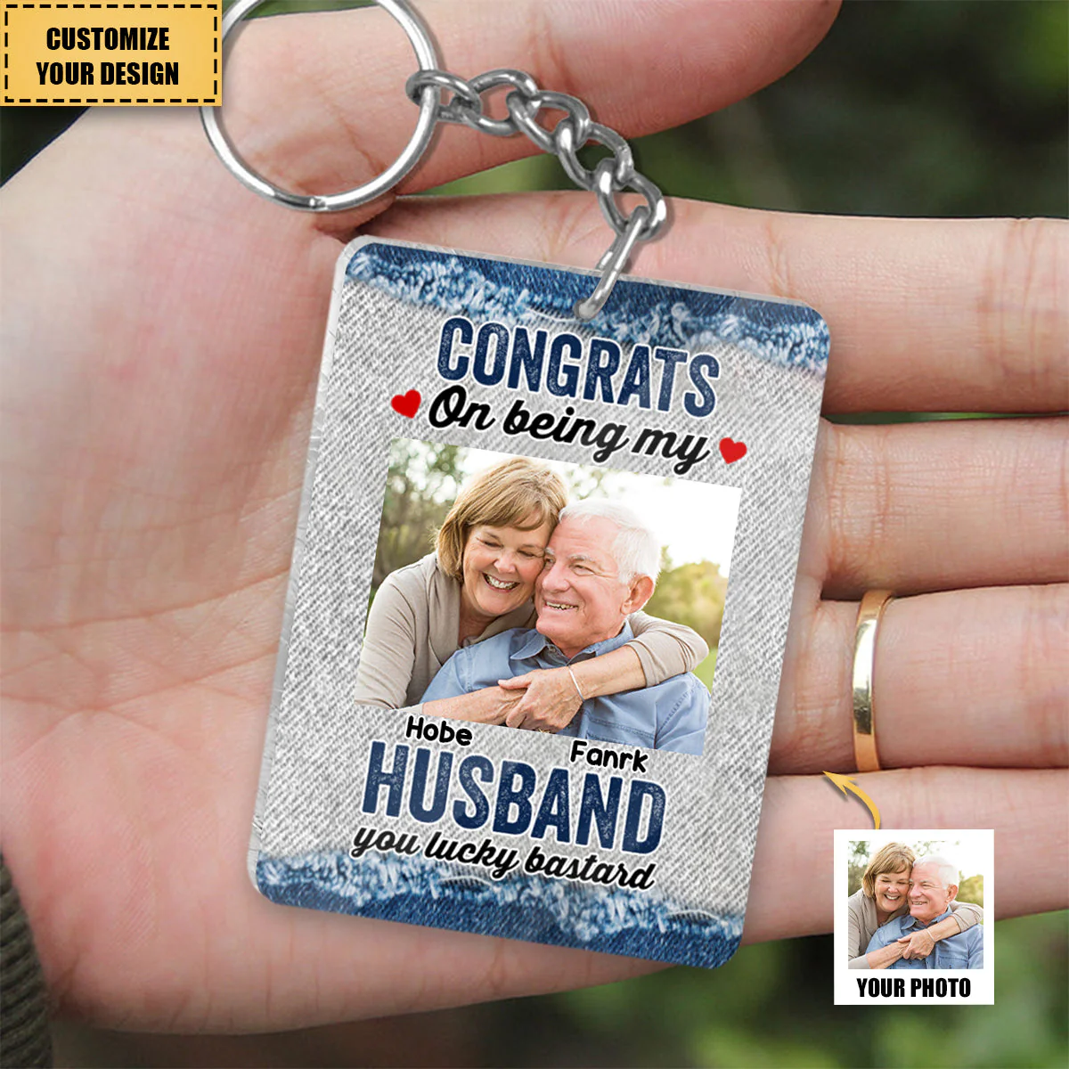Congrats On Being My Hubby - Personalized Couple Keychain - Image 2
