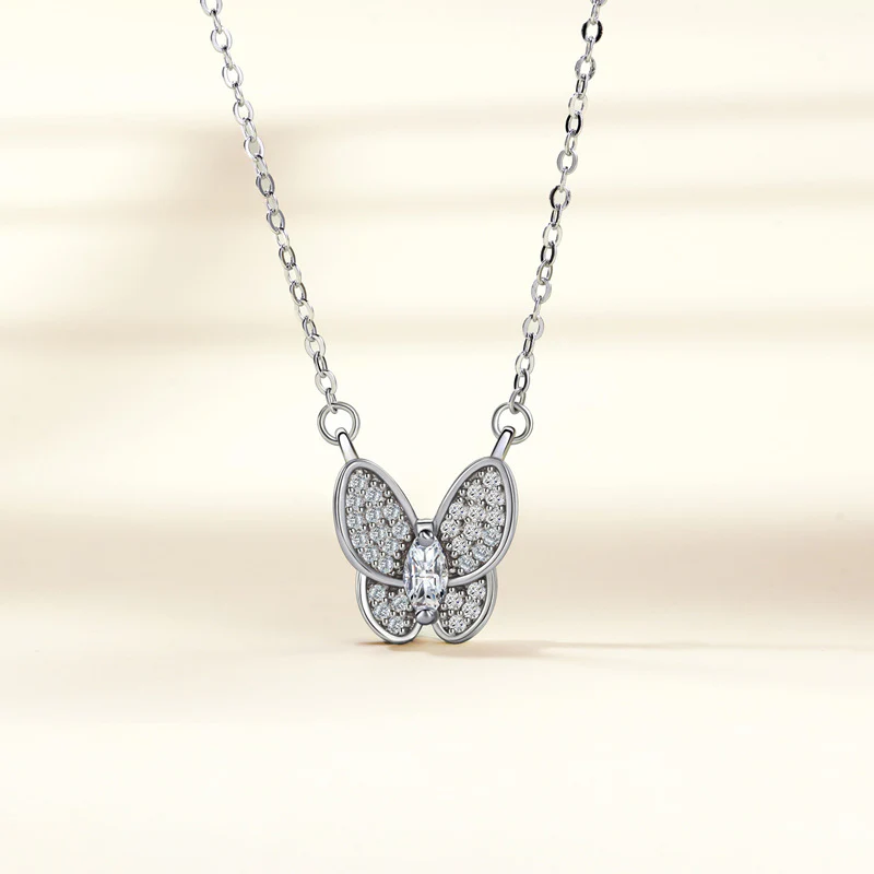 Fully-jewelled S925 Pure Silver Butterfly Fashion Necklace - Image 3