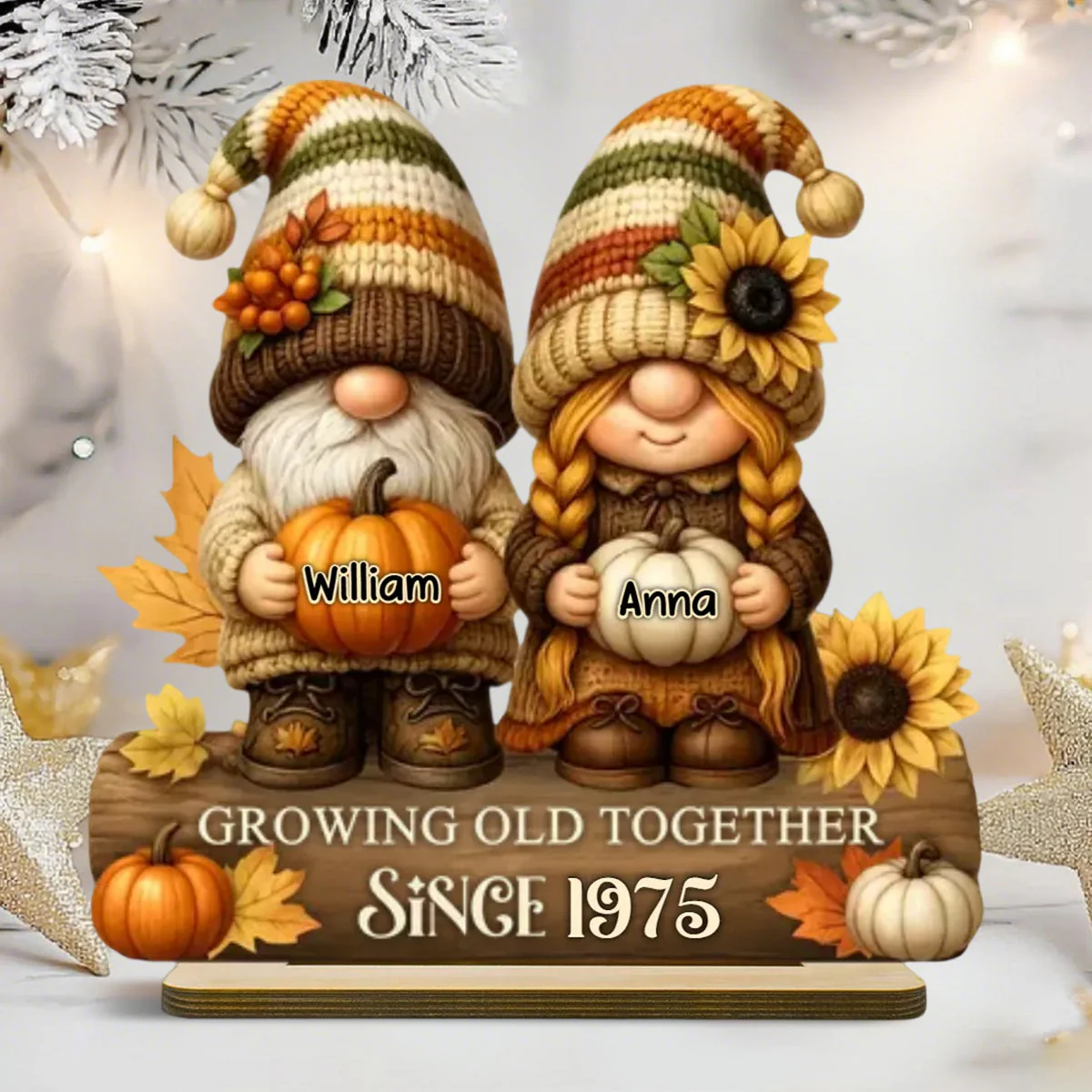 Couple Growing Old Together Personalized Standing Wooden Plaque - Image 2