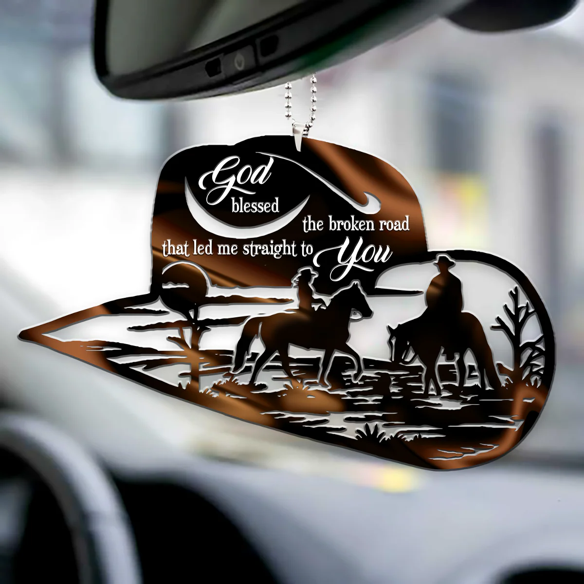 Cowboy Hat God Blessed Personalized Ornament - Image 2