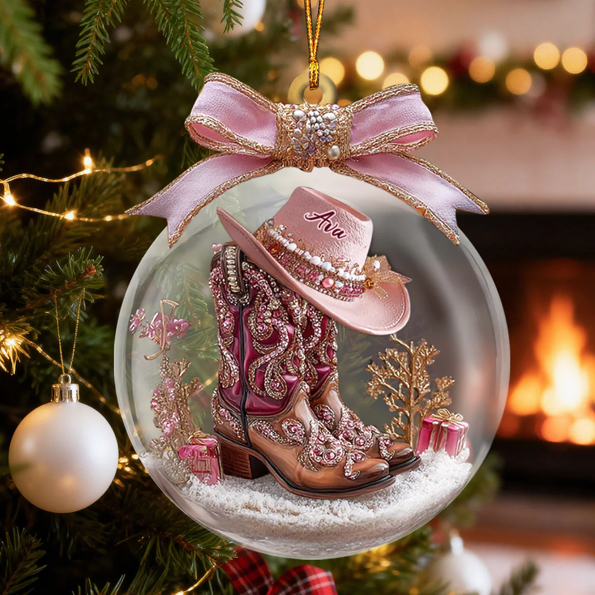 Cowgirl Boots - Personalized Cowgirl Ornament - Image 2
