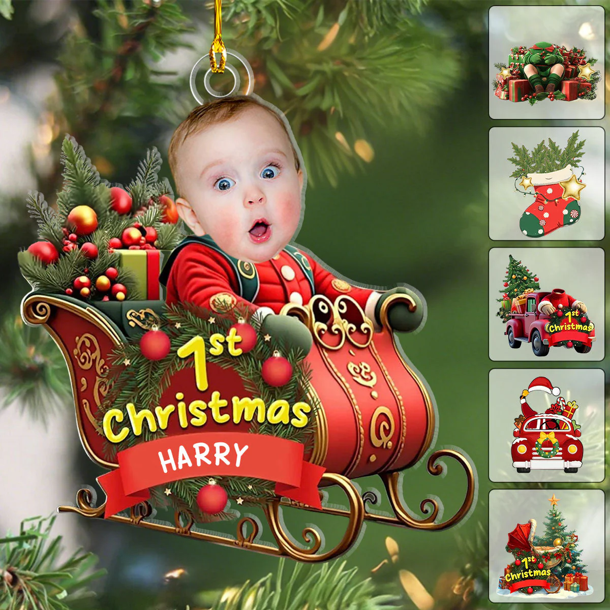 Custom Baby Face First Christmas Petsonalized Ornament
