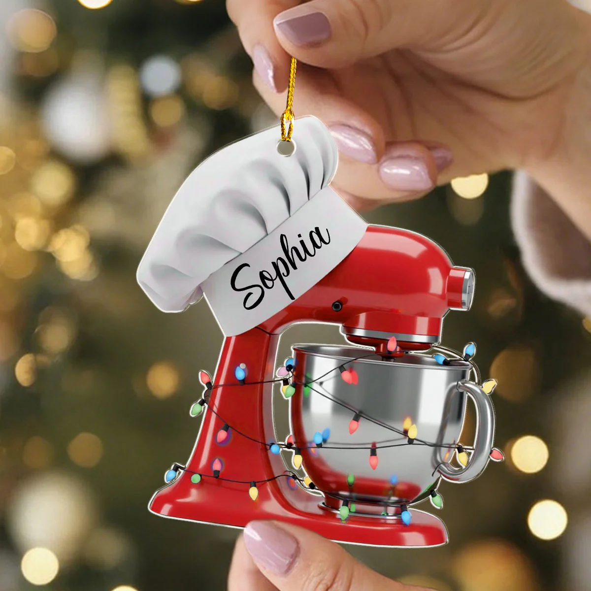 Custom Baking Mixer Lights Christmas Ornament - Image 2