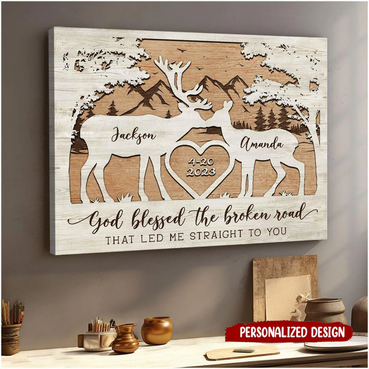 Custom Gift for Newlyweds Anniversary Gift for Couple Canvas Print - Image 2