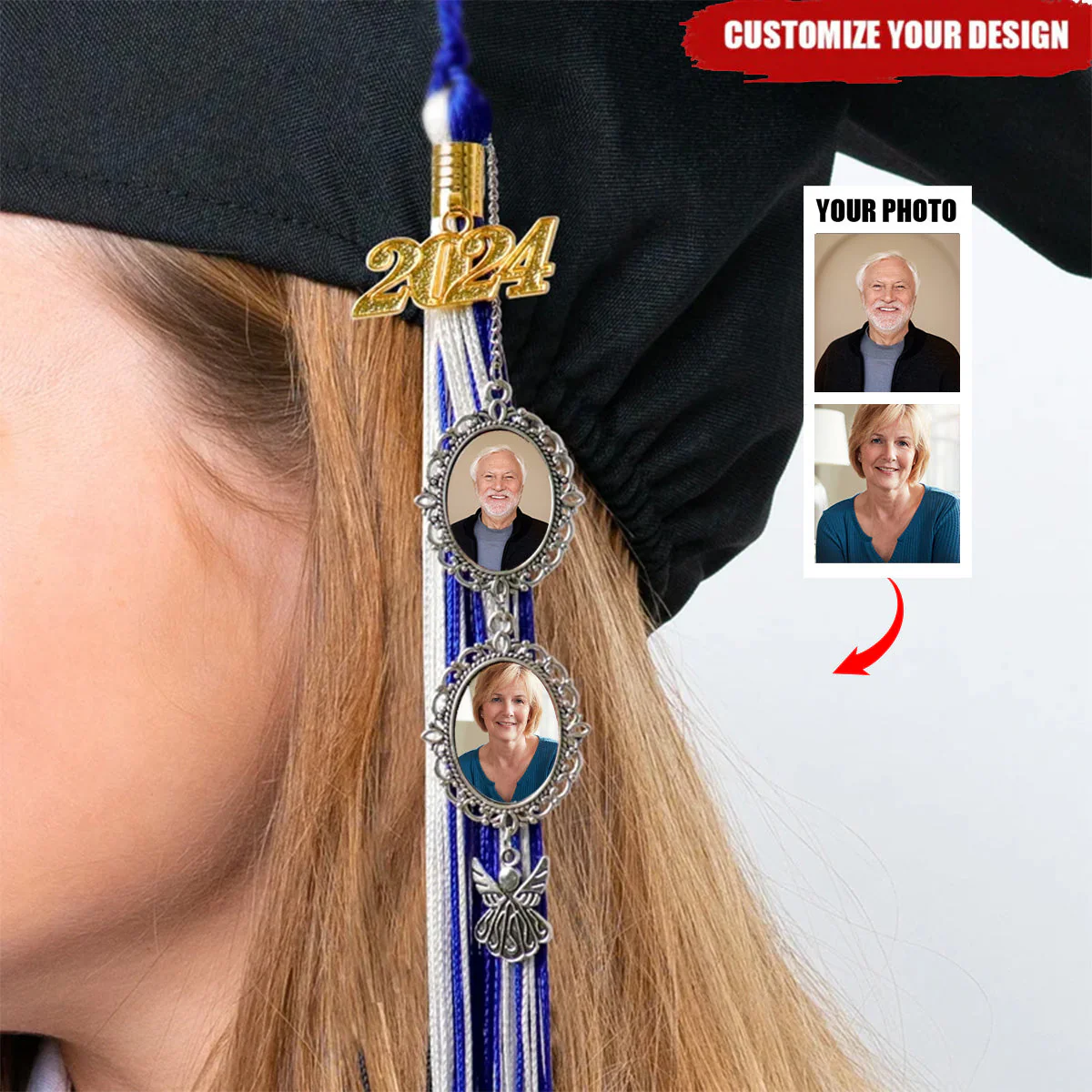 2024 Personalized Graduation Photo Memorial Tassel Charm For Grad Cap Graduation Gift - Image 2