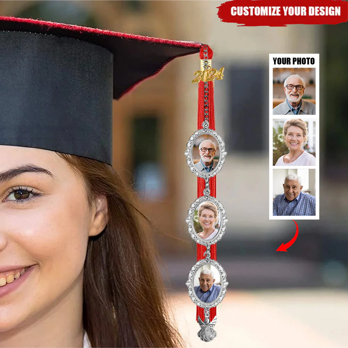 2024 Personalized Graduation Photo Memorial Tassel Charm For Grad Cap Graduation Gift - Image 3