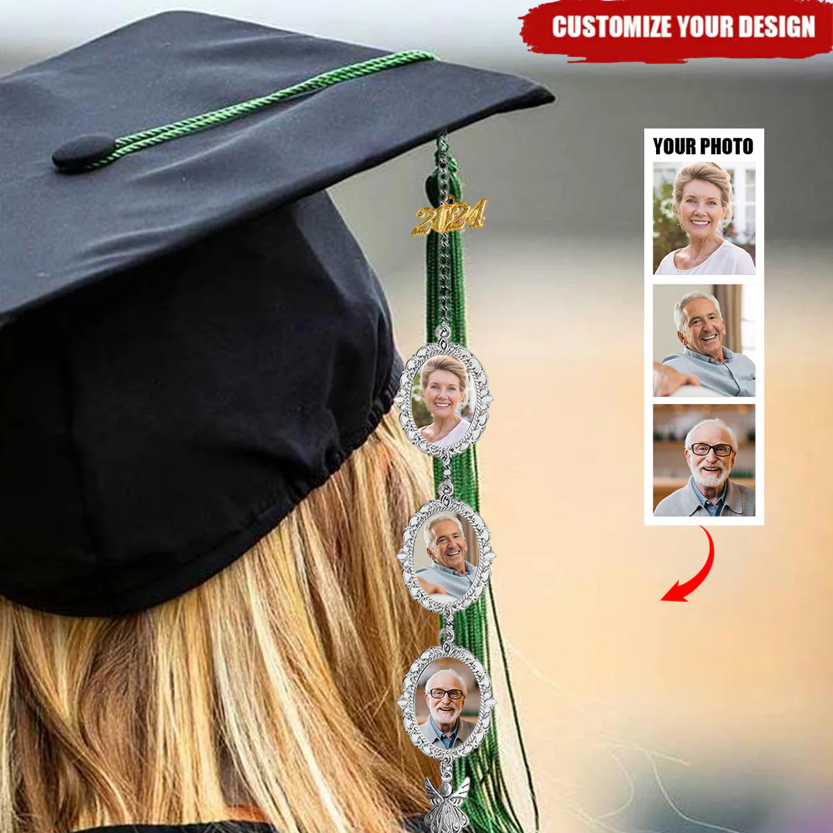 2024 Personalized Graduation Photo Memorial Tassel Charm For Grad Cap Graduation Gift - Image 4