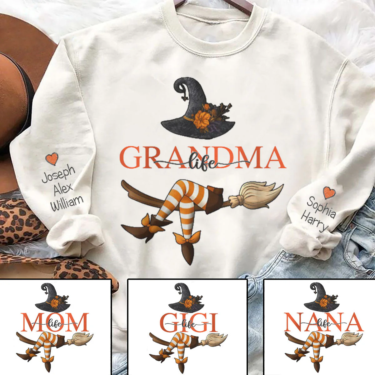Custom Halloween Sweatshirt For Grandma - Bewitching Fun With Witch Nana - Image 2