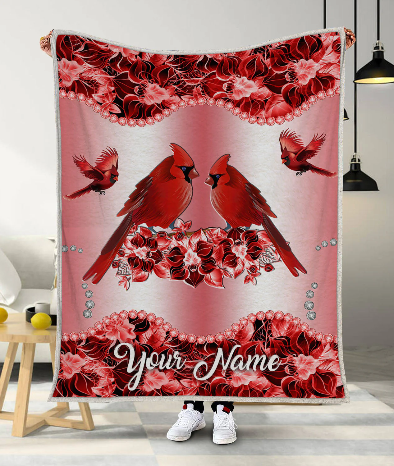 Custom Name Cardinal 3D All Over Printed Blanket - Image 3