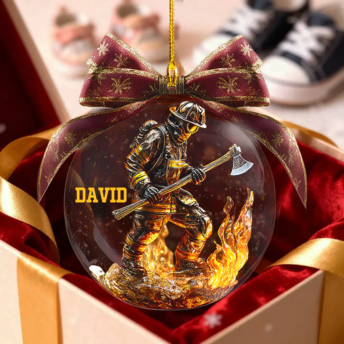 Custom Name Fireman Ornament, Acrylic Ornament For Firefighter Gift - Image 2