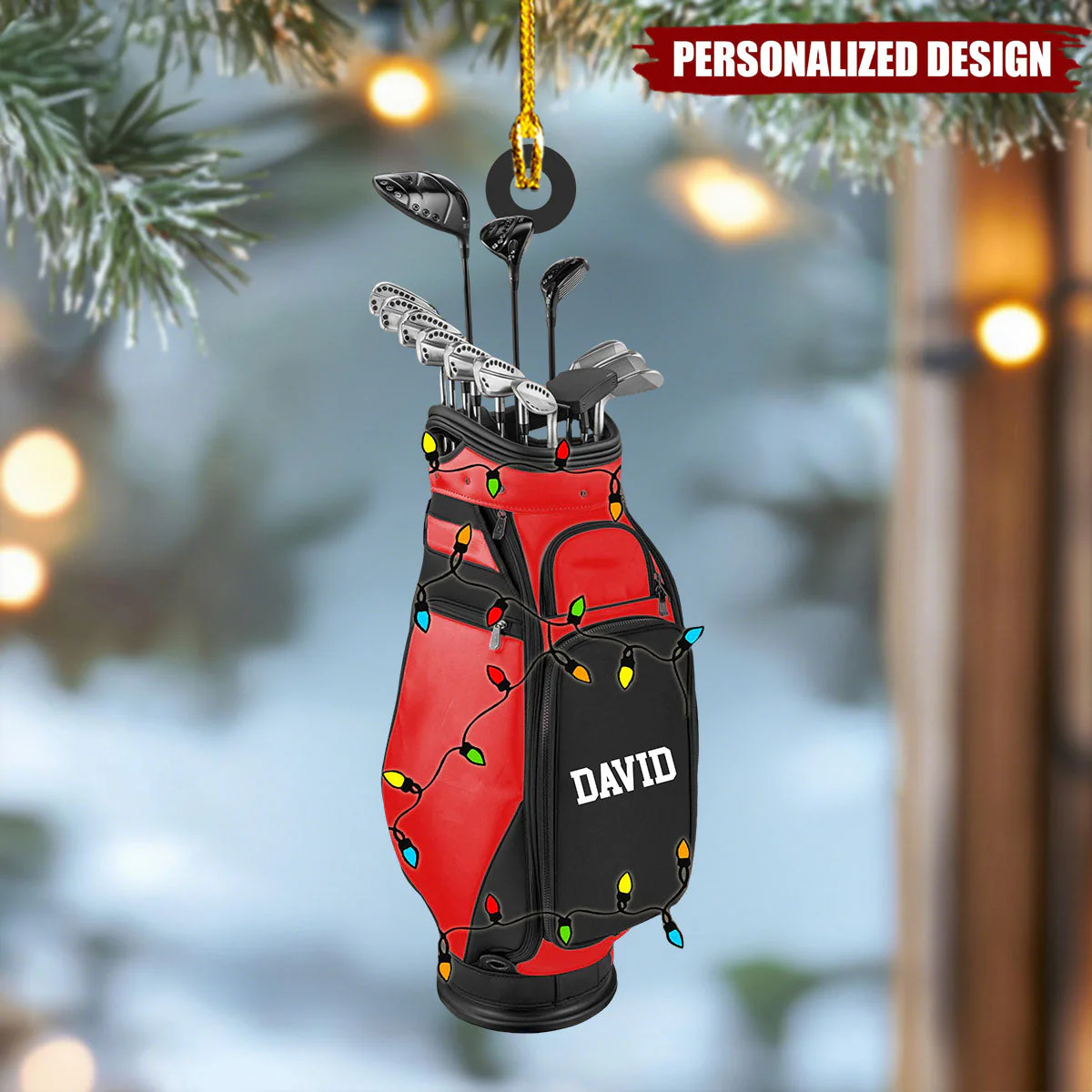 Custom Name Golf Backpacks Christmas Personalized Ornament - Image 2