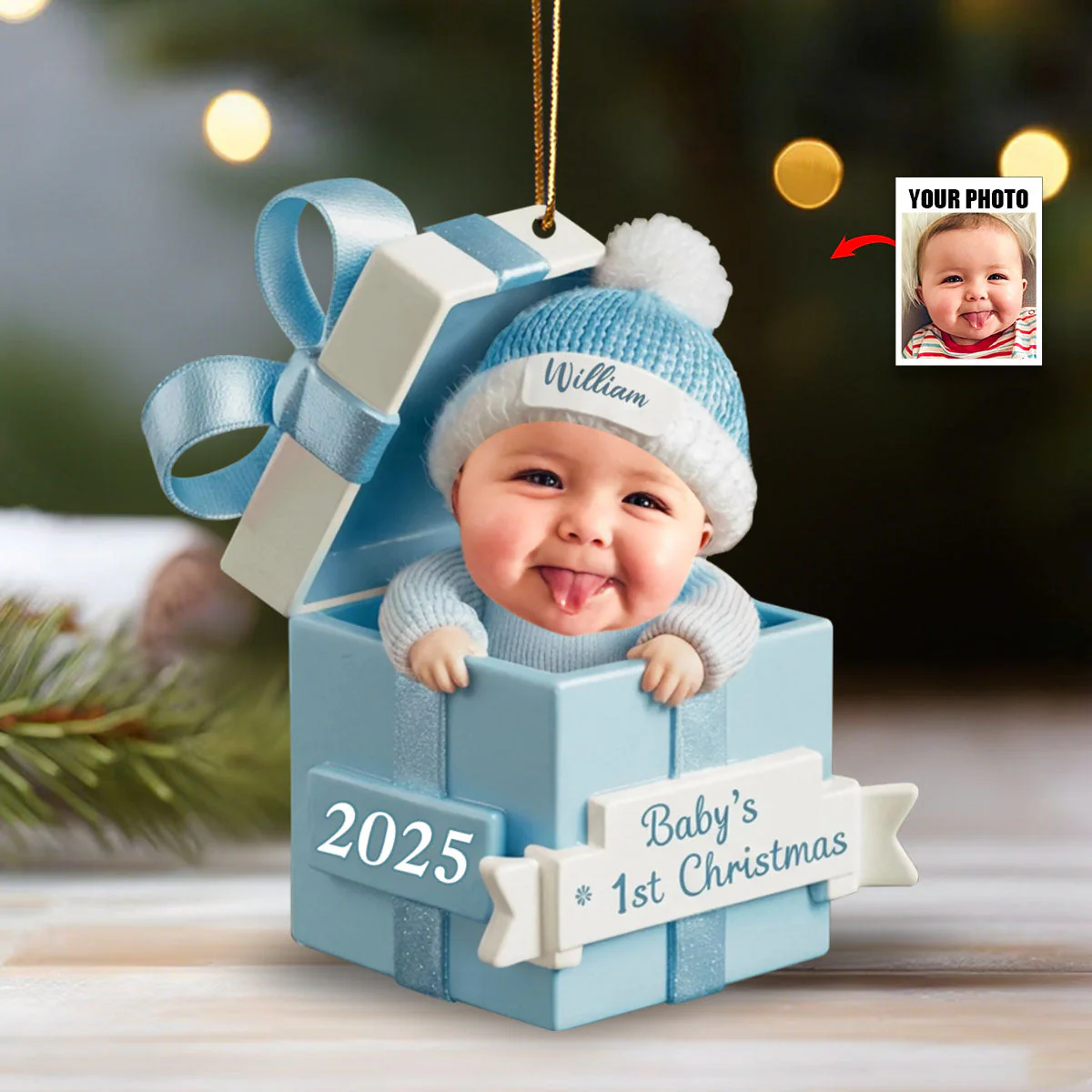 Custom Photo Baby's First Christmas Ornament - Image 2