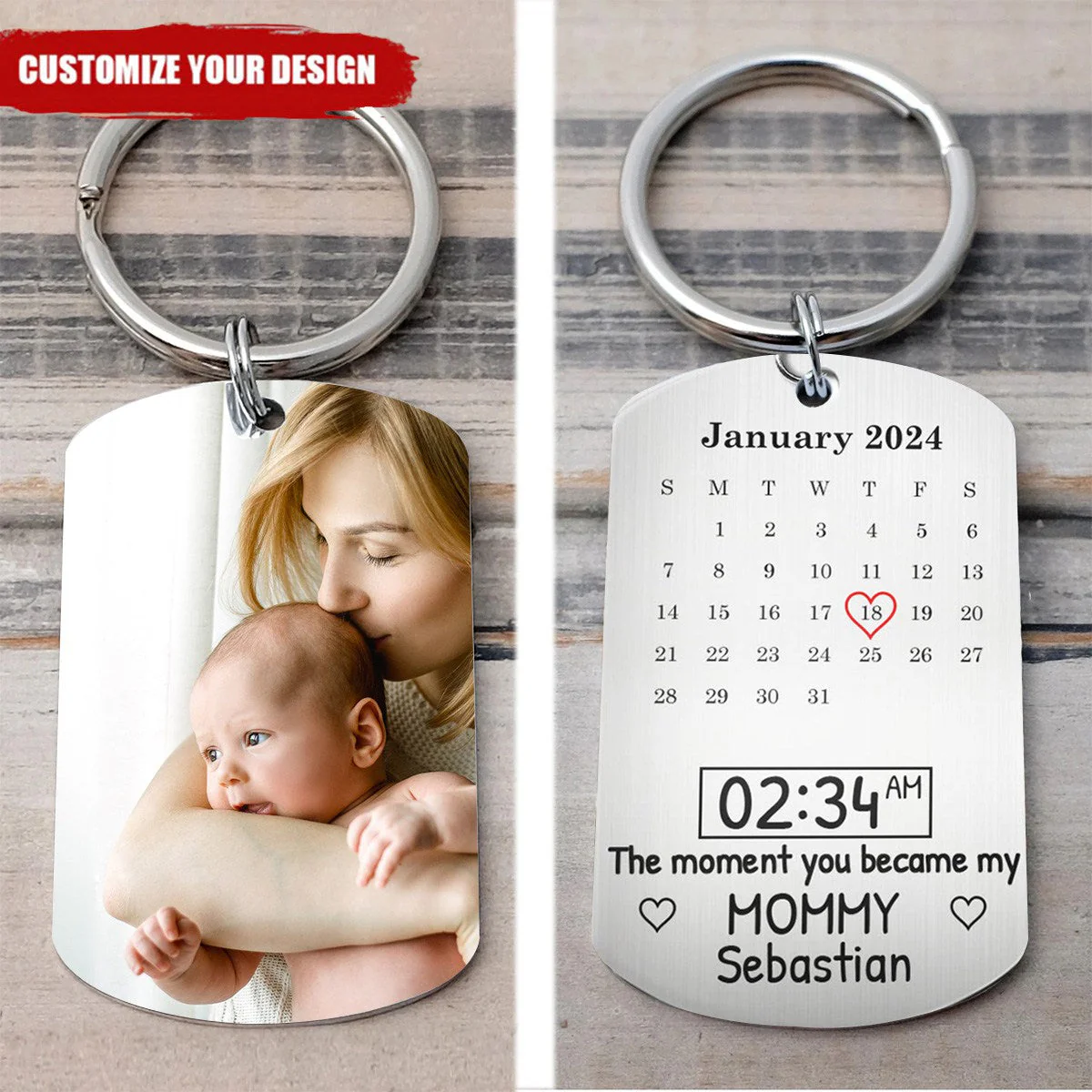 Custom Photo Calendar The Moment You Became -Personalized Keychain - Image 2