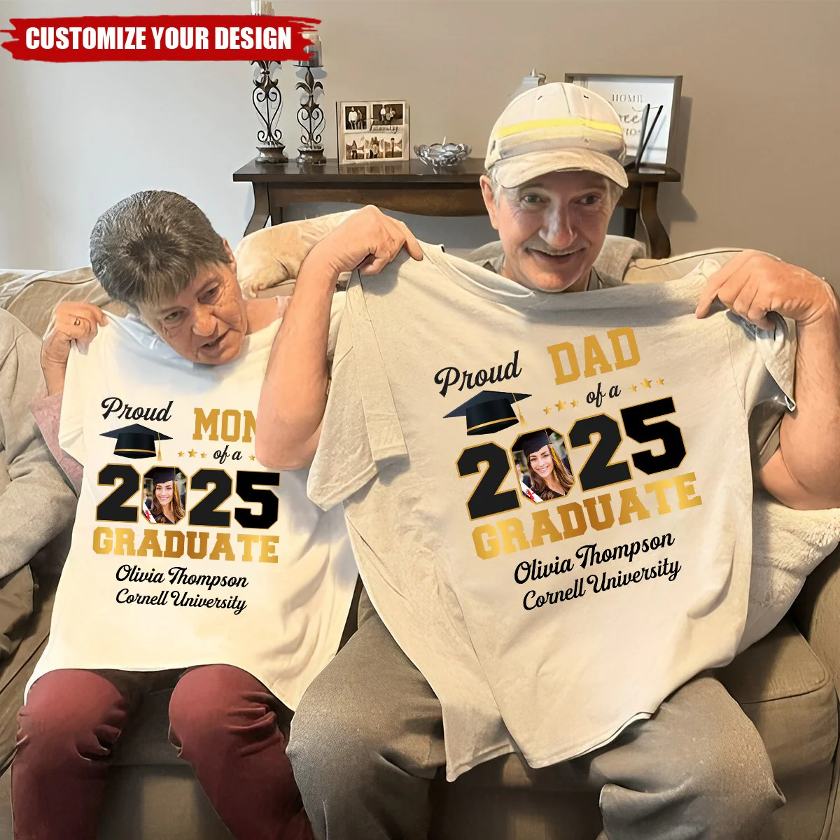 Custom Photo Congratulations On Your Graduation - Family Personalized Unisex T-shirt - Image 2