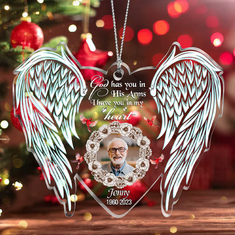 Custom Photo God Has You In His Arms I Have You In My Heart - Memorial Ornament - Image 2