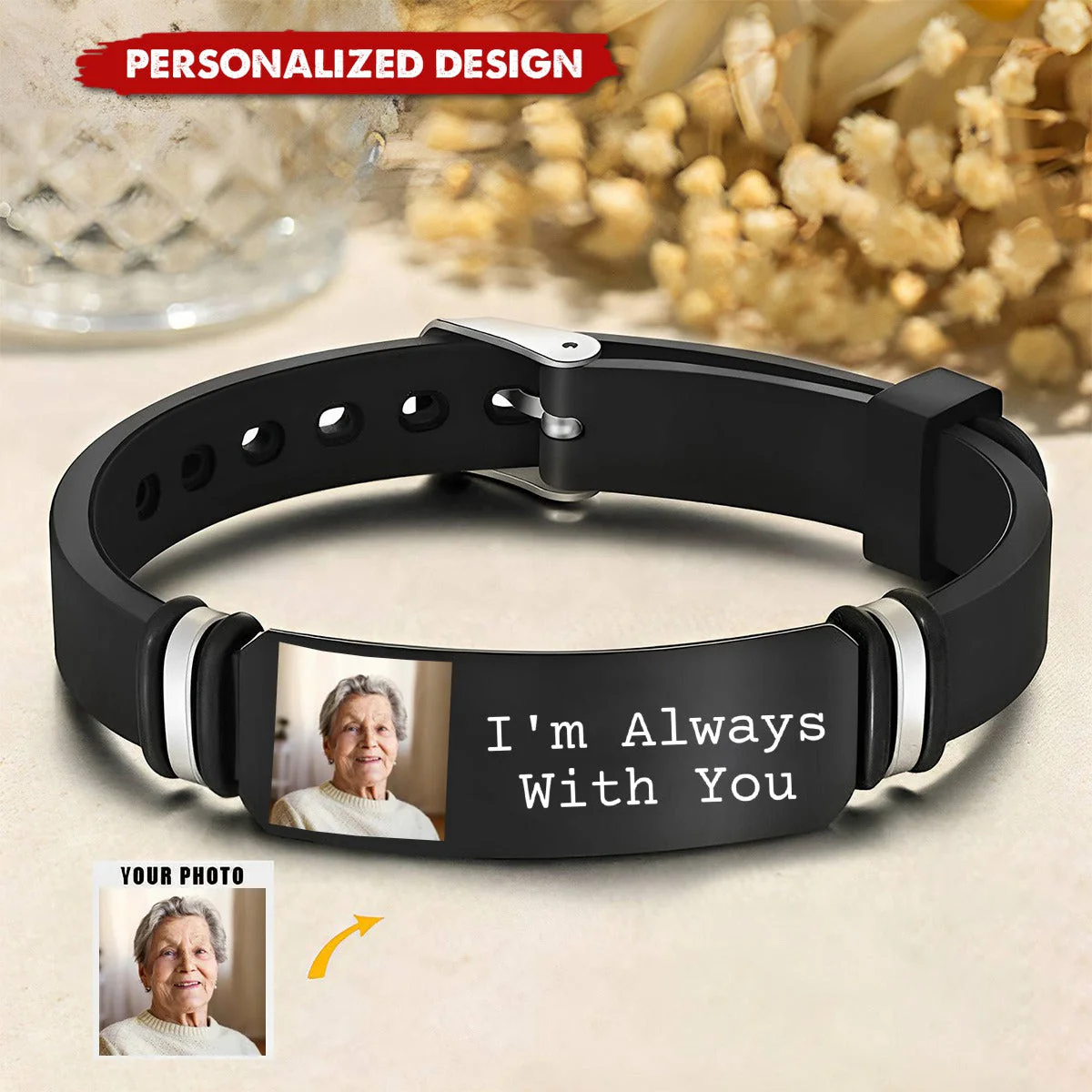 Custom Photo I'll Carry You - Memorial Gift For Family - Personalized Engraved Bracelet - Image 2