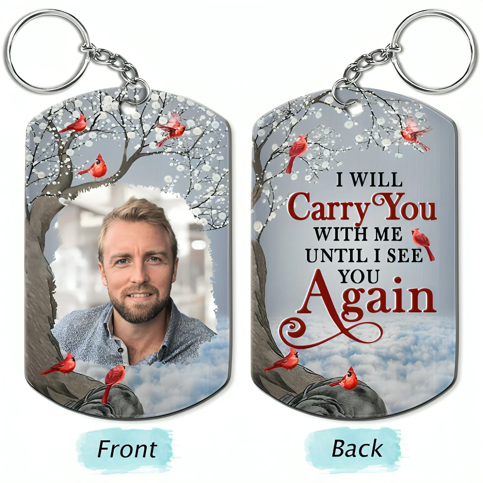 Custom Photo I'll Carry You Personalized Keychain - Memorial Gift For Family - Image 4