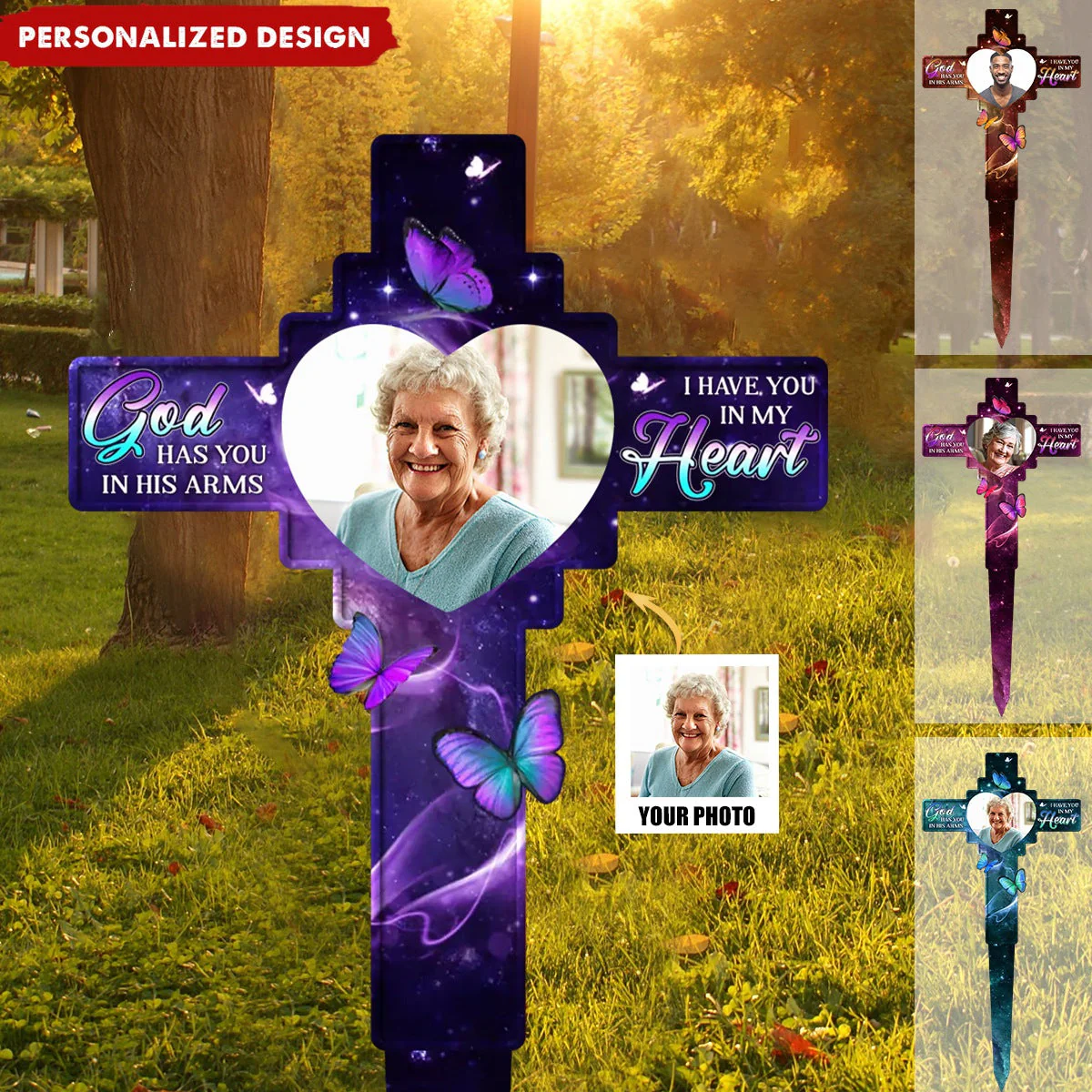 Custom Photo In Our Hearts Always - Memorial Personalized Garden Stake - Image 2
