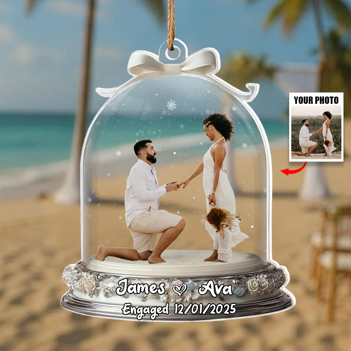 Custom Photo Ornament, Engaged/Married Gift For Couples - Image 2