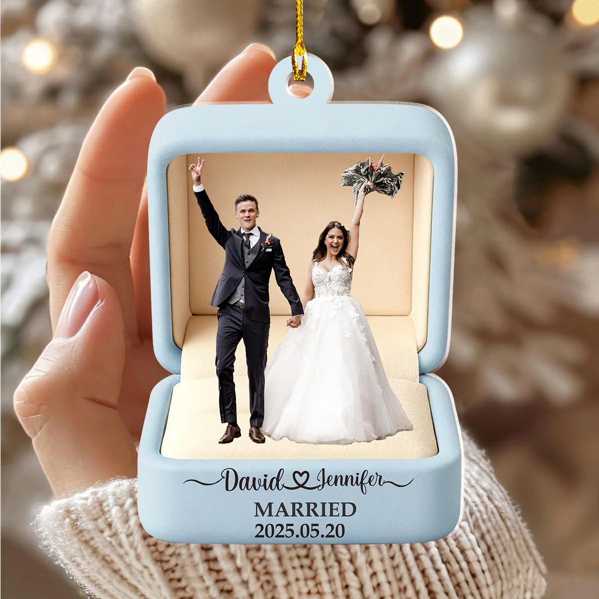 Custom Photo Ornament For Couples -Newlywed Gift - Image 3