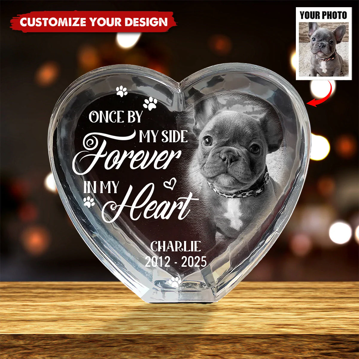 Custom Photo Your Love Lives On In My Heart - Pet Memorial Personalized 3D Crystal - Image 2