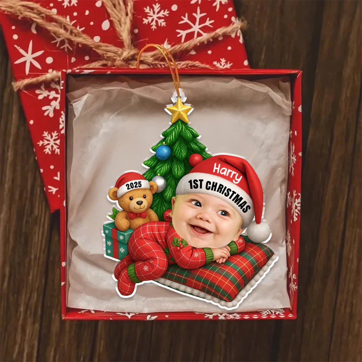 Cute Baby Sleeping - Personalized Acrylic Ornament - Image 2