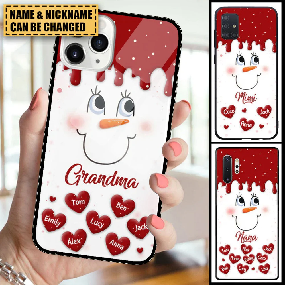Cute Snowmy Grandma Mom Little Heart Kids Personalized Christmas Phone Case